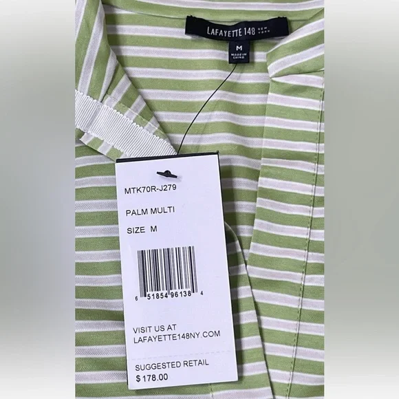 Lafayette 148 New York Cap Sleev Stripped Top. Size: M - Picture 6 of 7